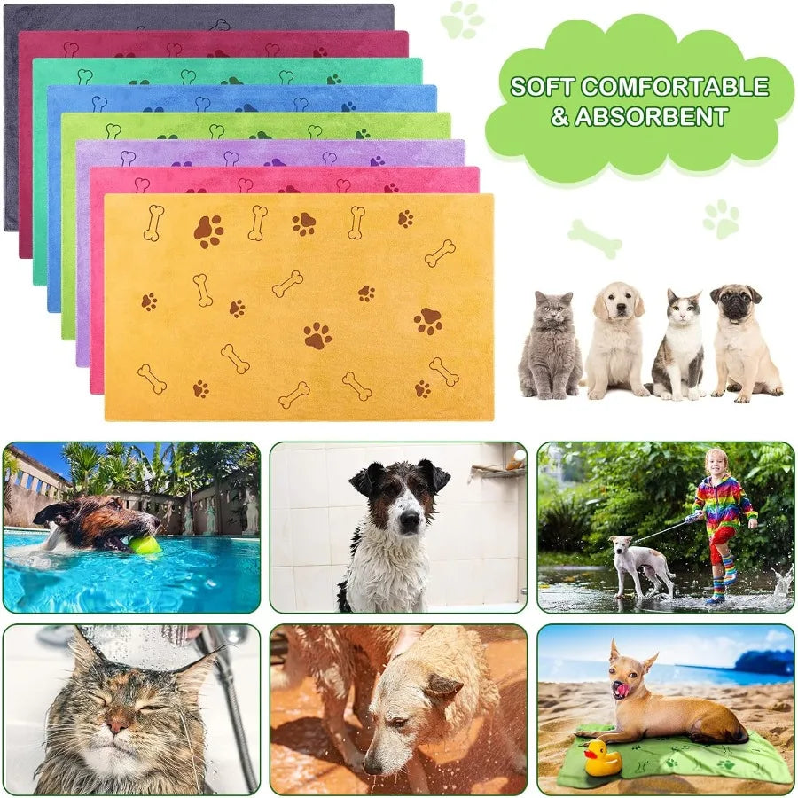 8 Pcs Dog Towels For Drying Pets Microfiber Quick Dry Bath Towels Absorbent