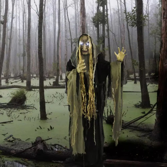Touch Activated Halloween Animatronic Witch Haunted Woman
