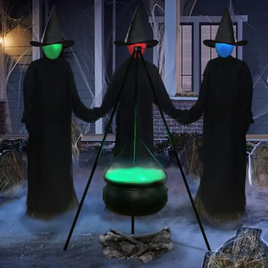 Halloween Witches Cauldron On 54 Inch Tripod With Lights