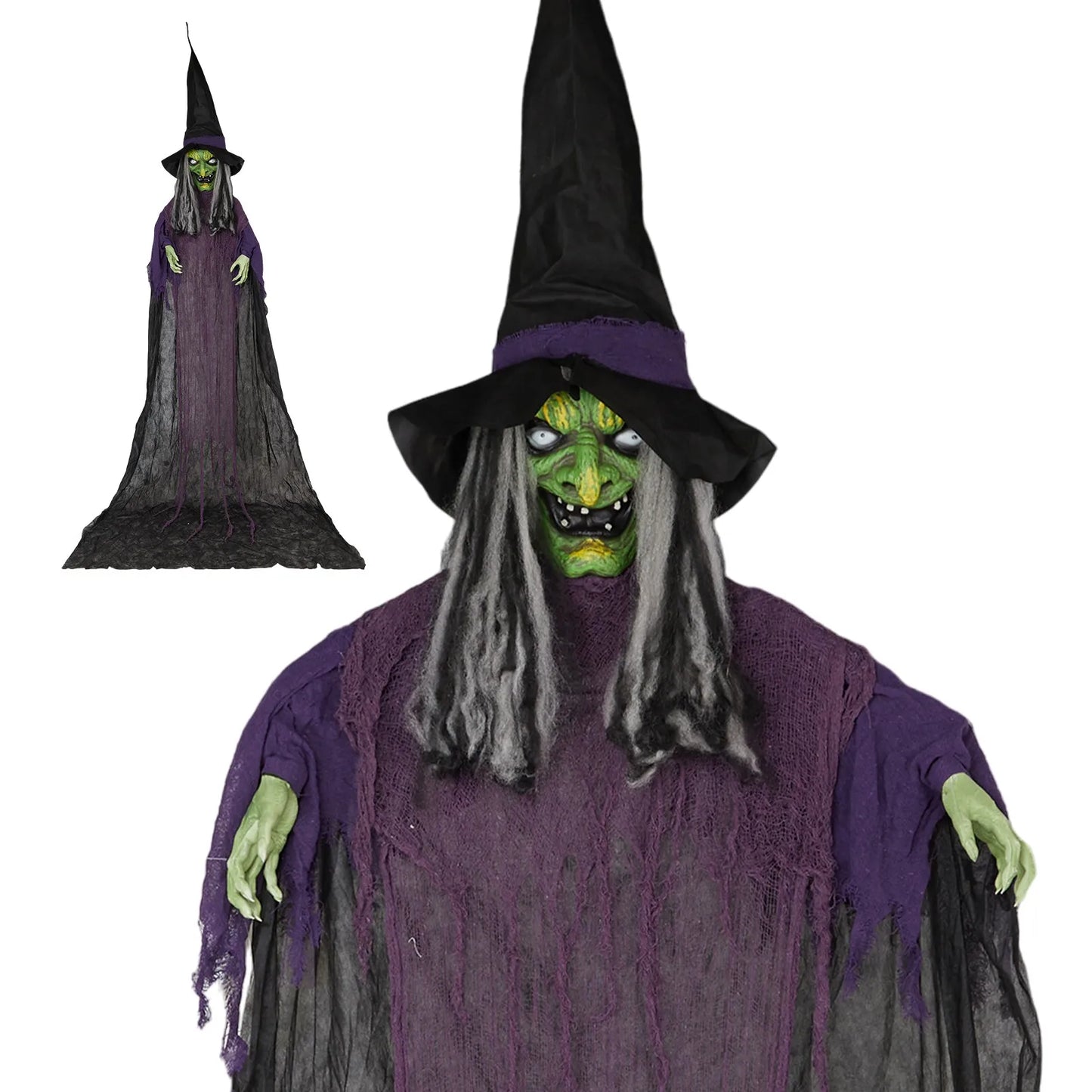 12 Feet Animated Halloween Witch Prop Voice Control