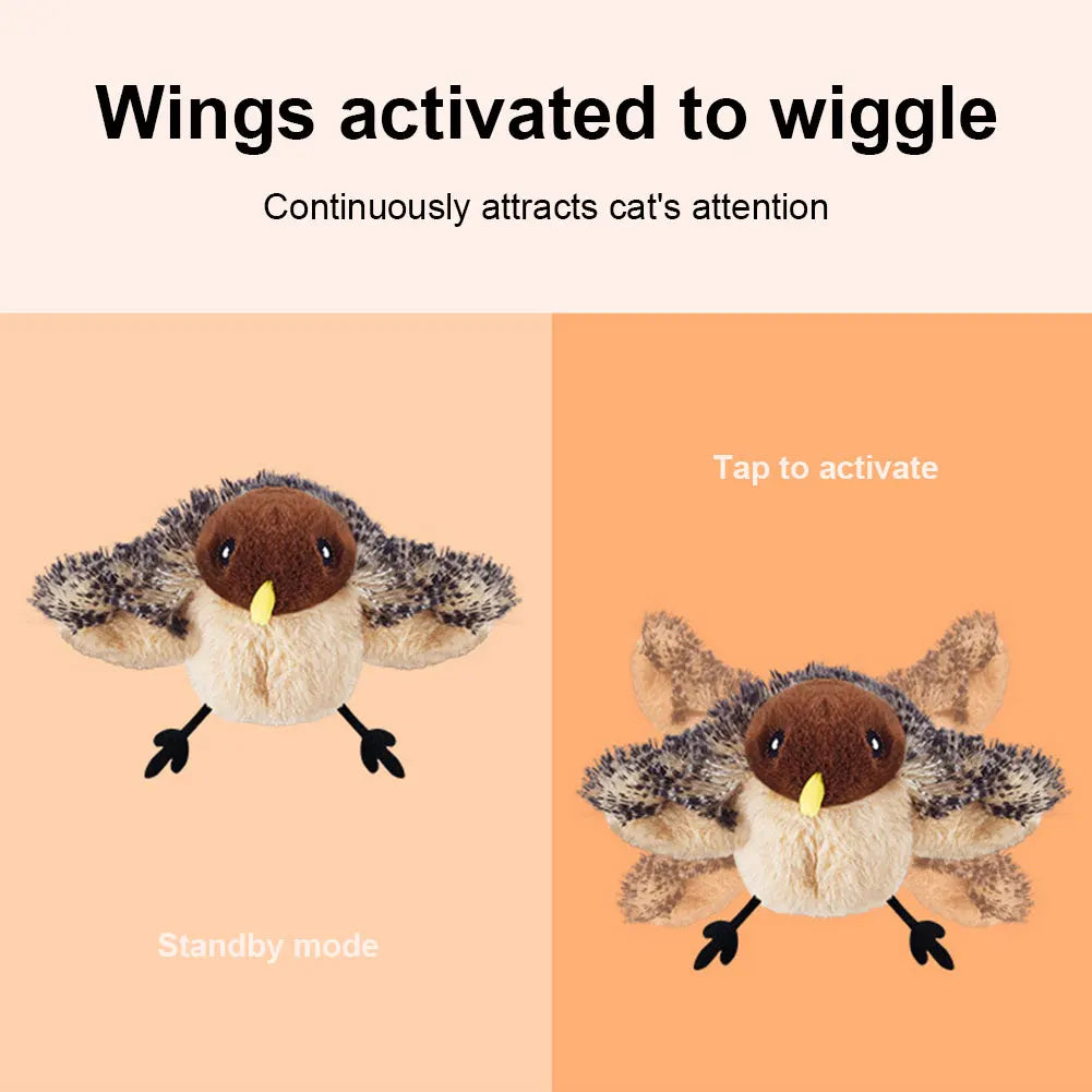 Interactive Cat Toys Flapping Bird Toy Flying Wings Sparrow Catnip Plush Interactive Toy