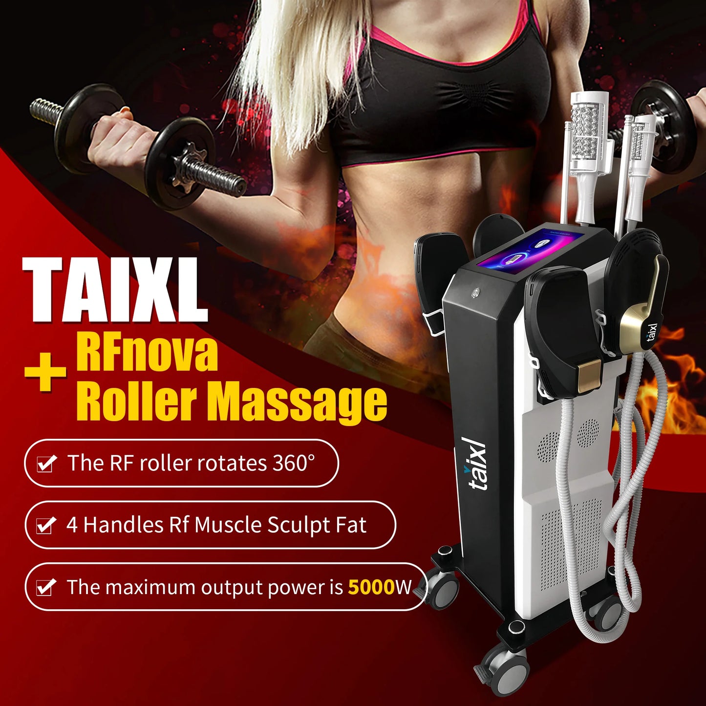 New EMS 2 in 1 Roller Massage Weight Loss Therapy 40K Compressive Micro Vibration Vacuum 5D Body Slimming Machine
