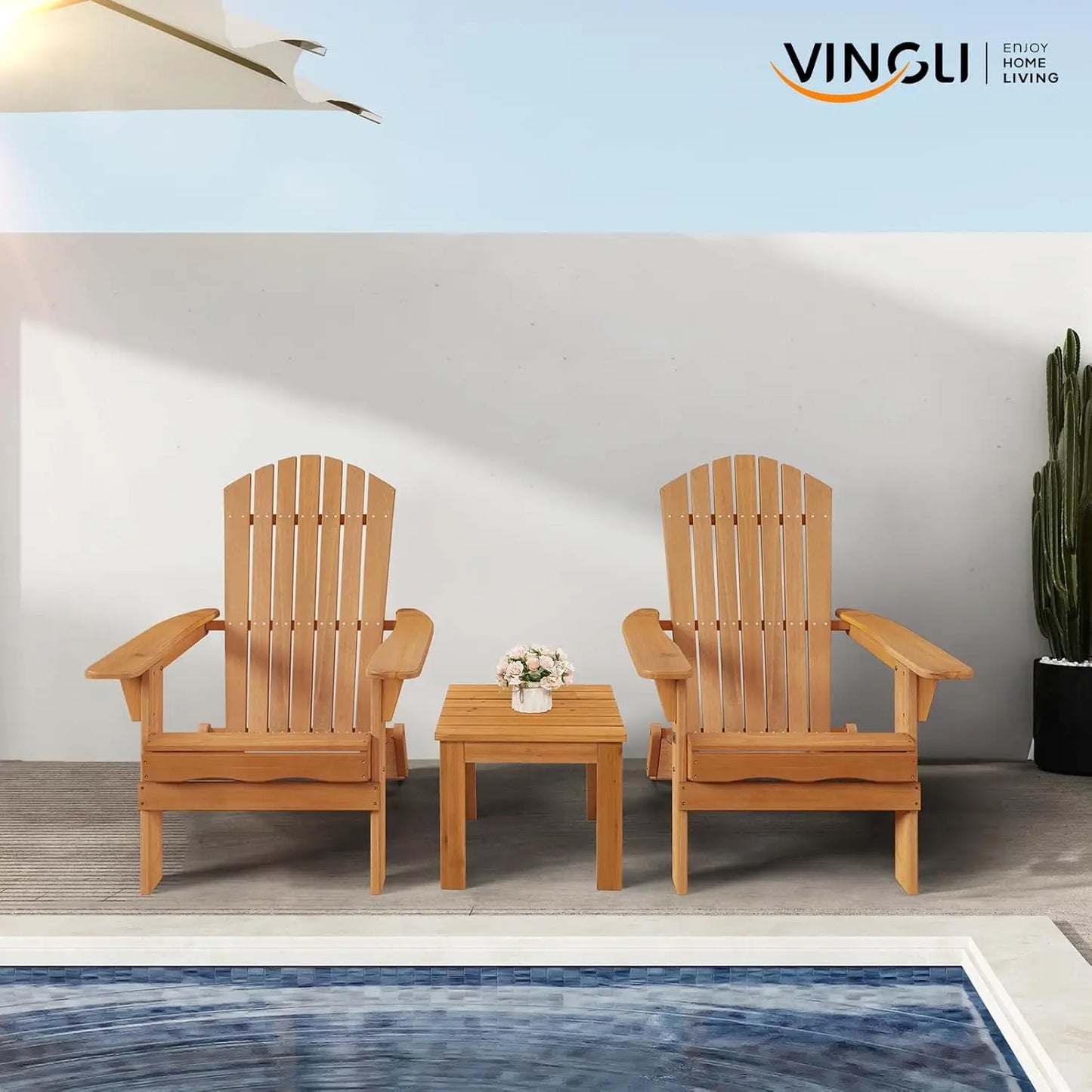 Folding Adirondack Chairs Set of 4 Teak Wood Outdoor Chairs Foldable Fire Pit Chairs for Patio BBQ Porch Yard Pool