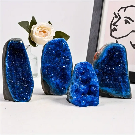 CrystalHola Premium Blue Quartz Cluster With Display Base