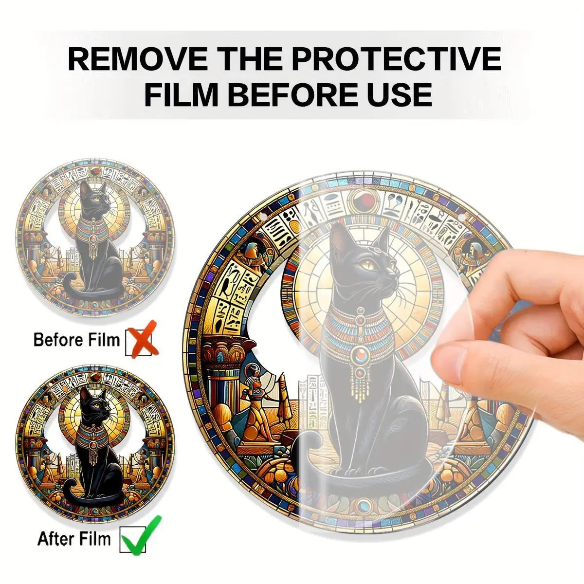 Egyptian Bastet Cat Suncatcher Acrylic Wall Hanging Home Decor