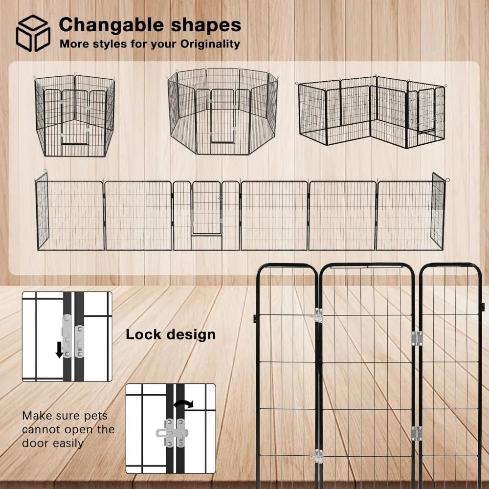 Rustproof Heavy Duty Dog Playpen Fence With Doors 40 Inch