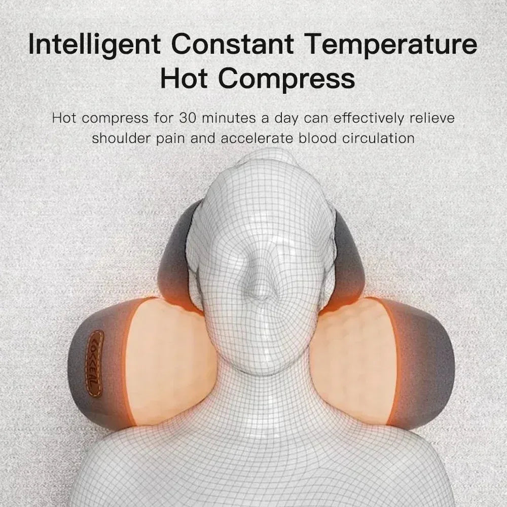 Okayso Electric Neck Massager Cervical Pillow with Hot Compress and Vibration for Neck and Shoulder Relief