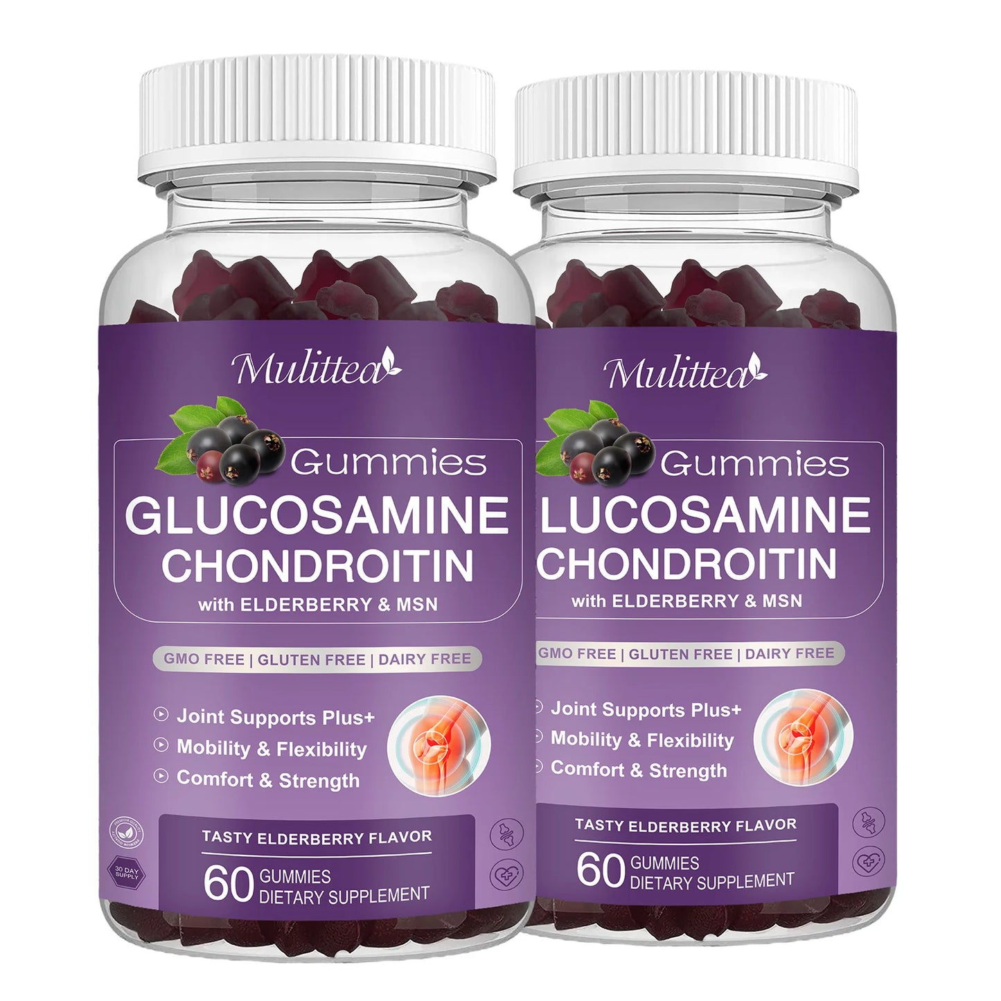 Mulittea Glucosamine 1500 Milligram Chondroitin Gummies Joint Support Antioxidant Immune Support Supplement for Adults