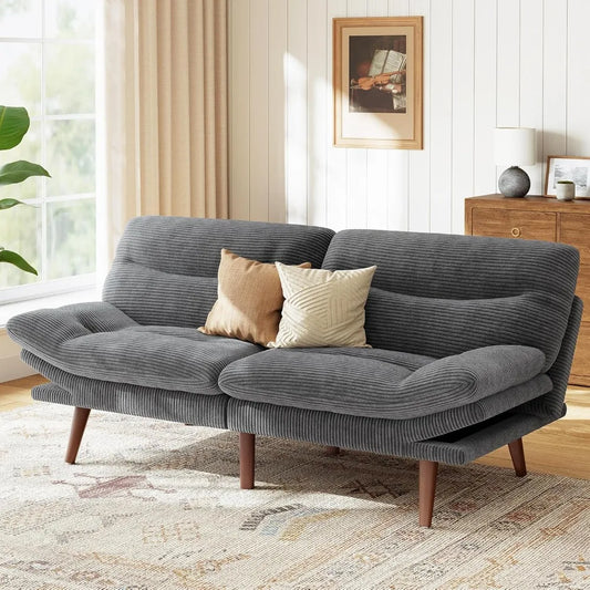 Convertible Futon Sofa Bed With Adjustable Backrest