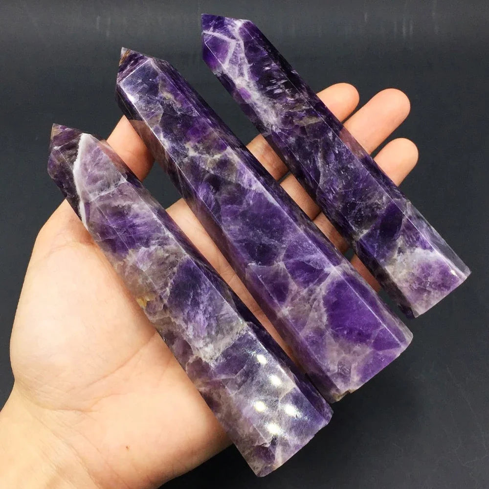 15cm Natural Amethyst Single Point Hexagonal Prism Crystal Wand Large Size Lapis Lazuli Tower Home Decoration Labradorite Craft