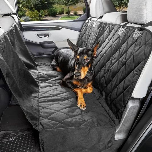 Dog Backseat Cover with Hammock for Cars SUVs and Trucks Waterproof Nonslip Seat Protector Durable Nylon Clips
