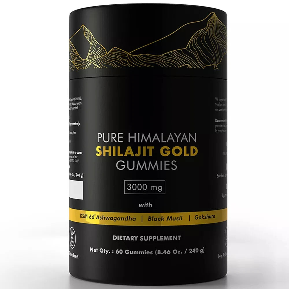 Pure Himalayan Shilajit Gummies 3000Mg Gold Grade Ashwagandha
