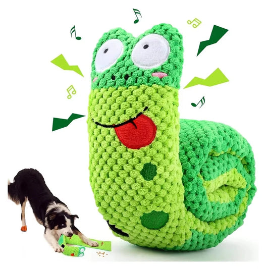 Indestructible Plush Snail Dog Puzzle Toy With Squeak