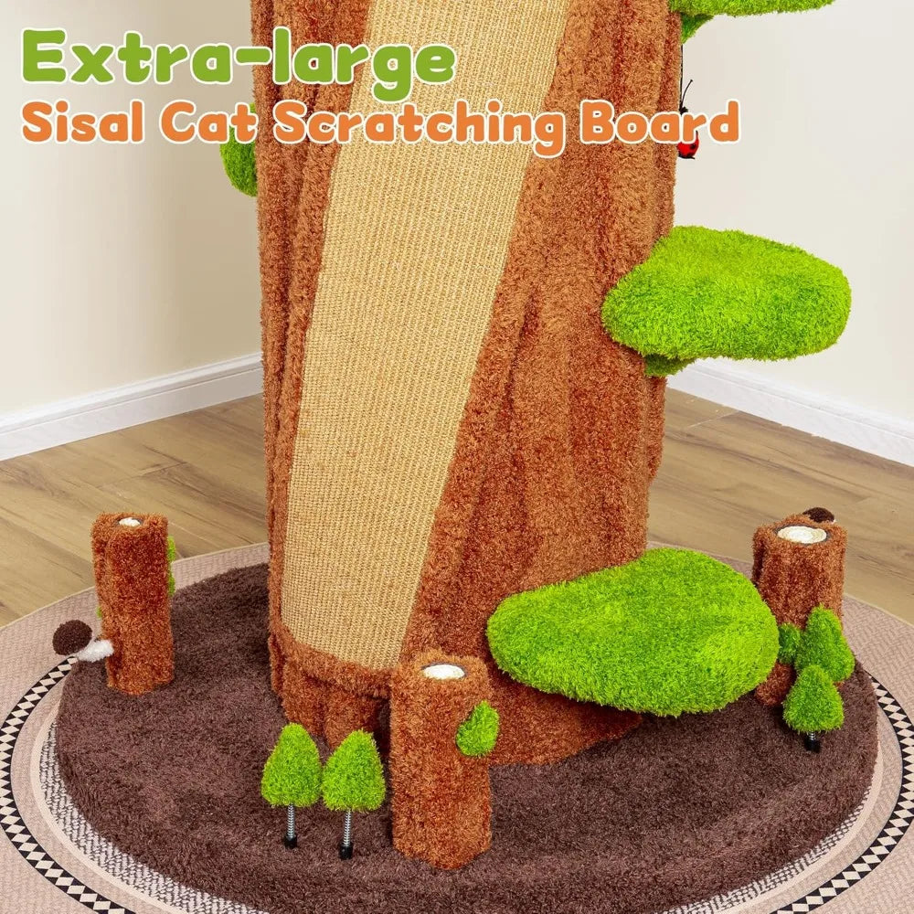 Super Large Cat Tree for Indoor Cats All in One Tall Cats Tower with Scratching Post Luxury Multi Level Solid Wood Cat Condo