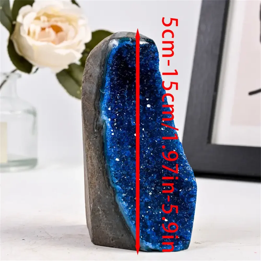 CrystalHola Premium Blue Quartz Cluster With Display Base