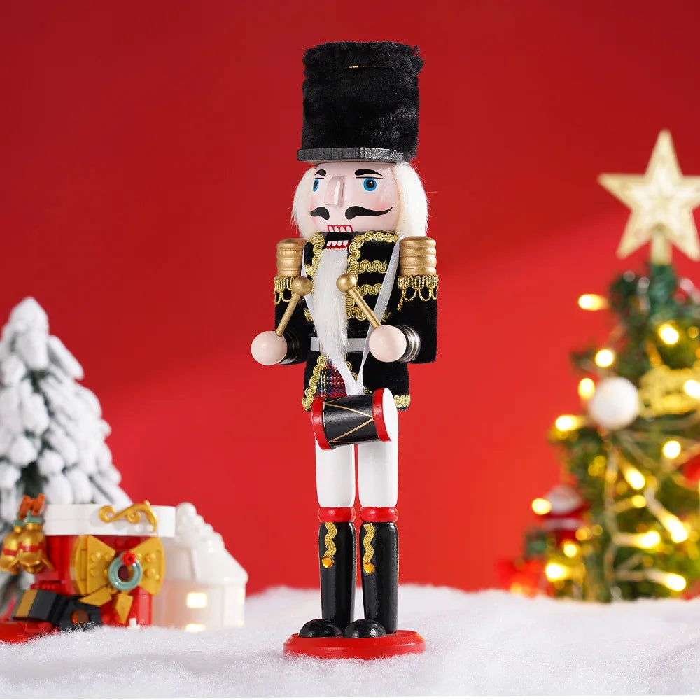 30cm Wooden Nutcracker Soldier Puppet Statues Christmas Gift Home Decor