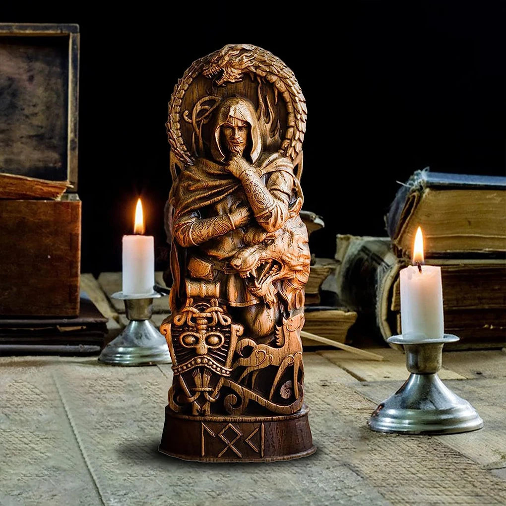4 Pieces Set Gift Choice Norse Gods Sculpture Ornament Resin Materials Elegant Decoration Unique Style