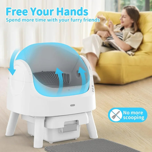 Self Cleaning Automatic Cat Litter Box For Multi Cats With Open Top