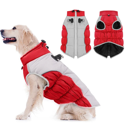 XL to 6XL Zipper Dog Winter Warm Coat Jacket Reflective Fleece Cold Weather Vest with Leash D Rings for Medium Large Dogs