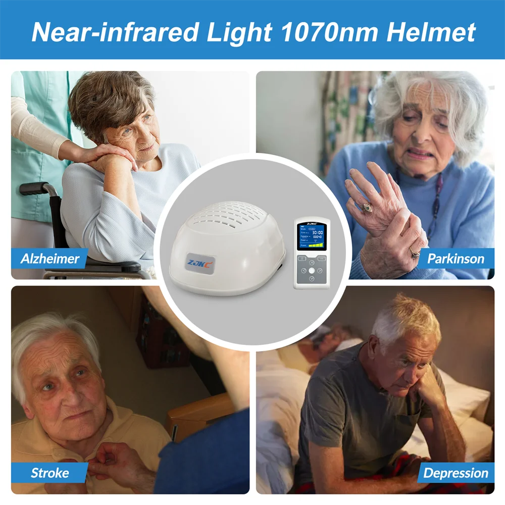 ZJKC Infrared Light Helmet 1070nm Dementia Therapy Gadgets for Stroke Victims Boost The Brain Activities Enhance Cognition