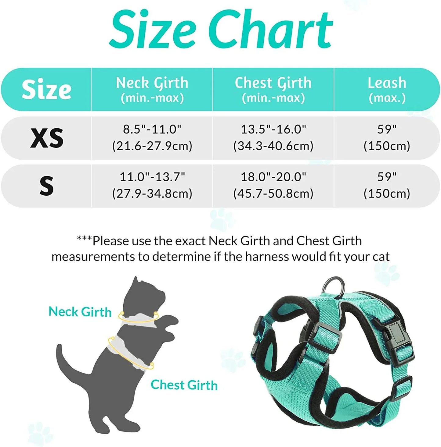 Cat Harness and Leash for Walking Escape Proof Soft Adjustable Vest Harnesses for Cats Easy Control Pet Collar