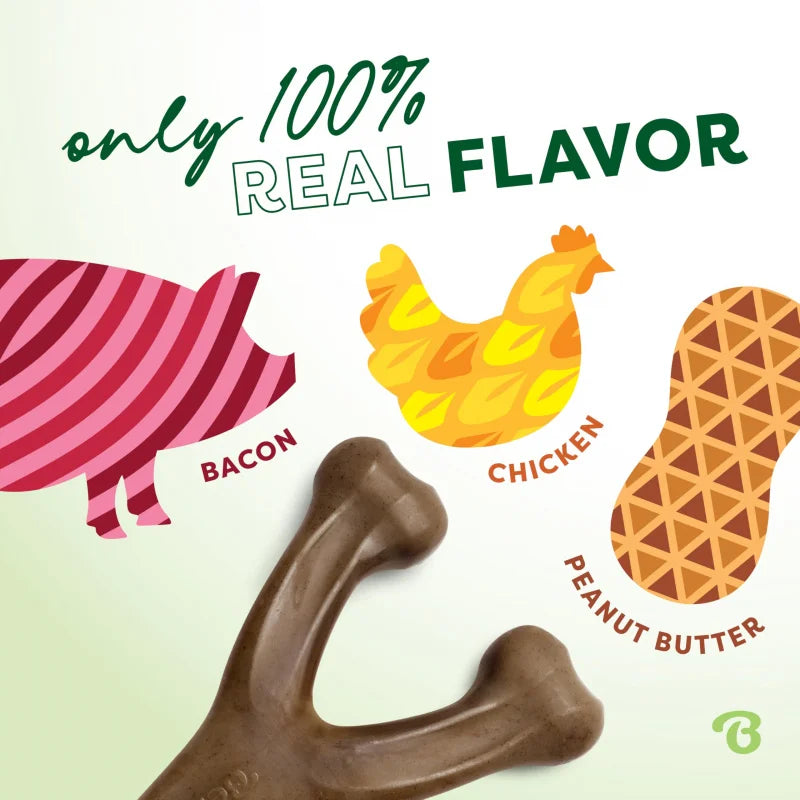 Durable Wishbone Dog Chew Toy for Aggressive Chewers Real Bacon Flavor Tough Long Lasting Chew Bone for Puppies