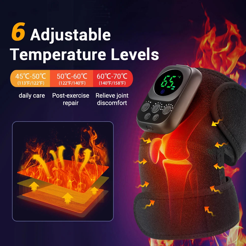 3 in 1 Shoulder Knee Elbow Heated Vibration Knee Massager Pad for Joint Pain Relief and Health Care Support Belt