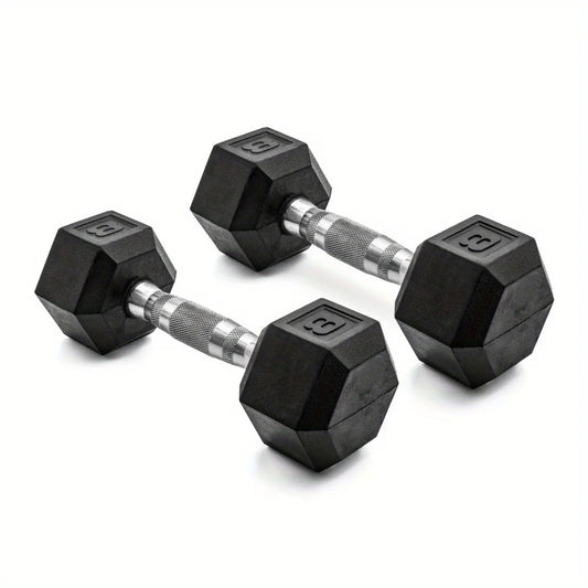 8 Lb Coated Rubber Hex Dumbbells Set Of 2 Not Easy To Roll