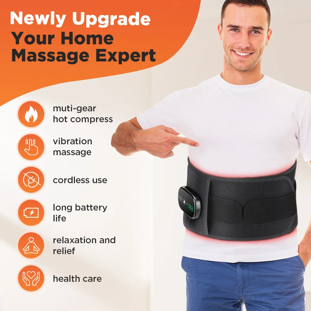 Heating Vibration Massager Belt with Red Light Hot Compress for Waist Support and Back Massage Lumbar Support Health Care