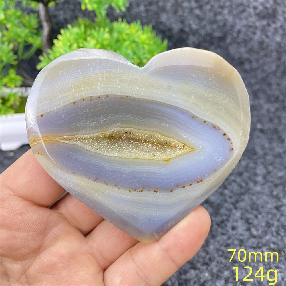 Natural Blue Agate Geode Heart Shaped Agate Reiki Healing Spiritual Meditation Home Decor Birthday Gift