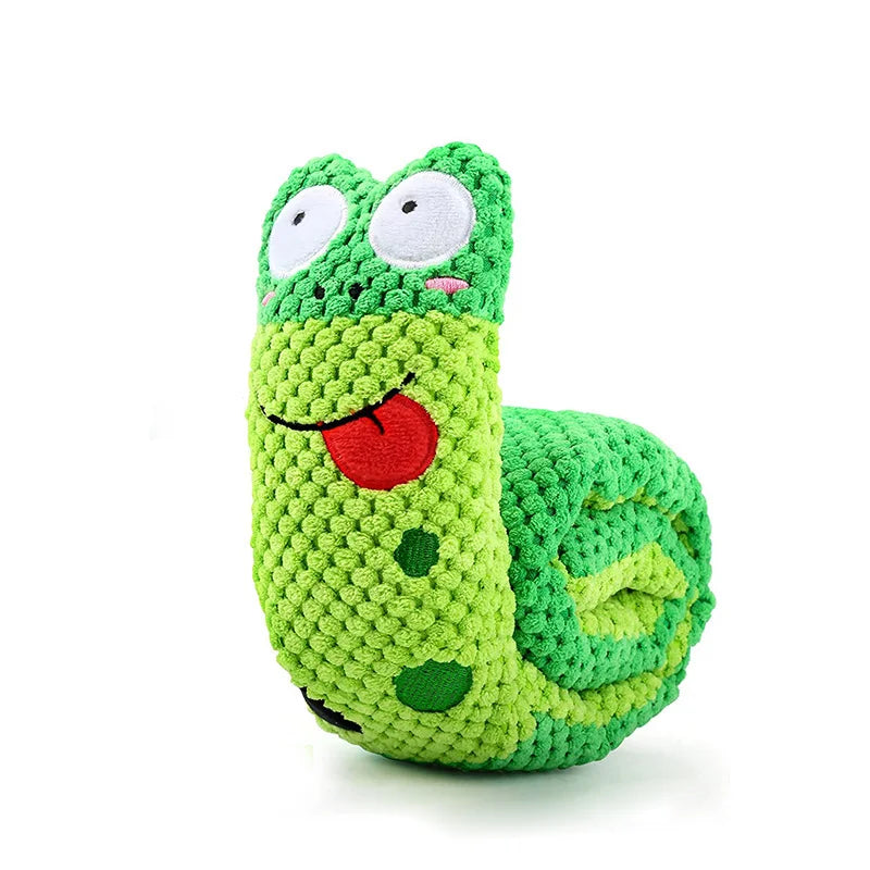 Indestructible Plush Snail Dog Puzzle Toy With Squeak