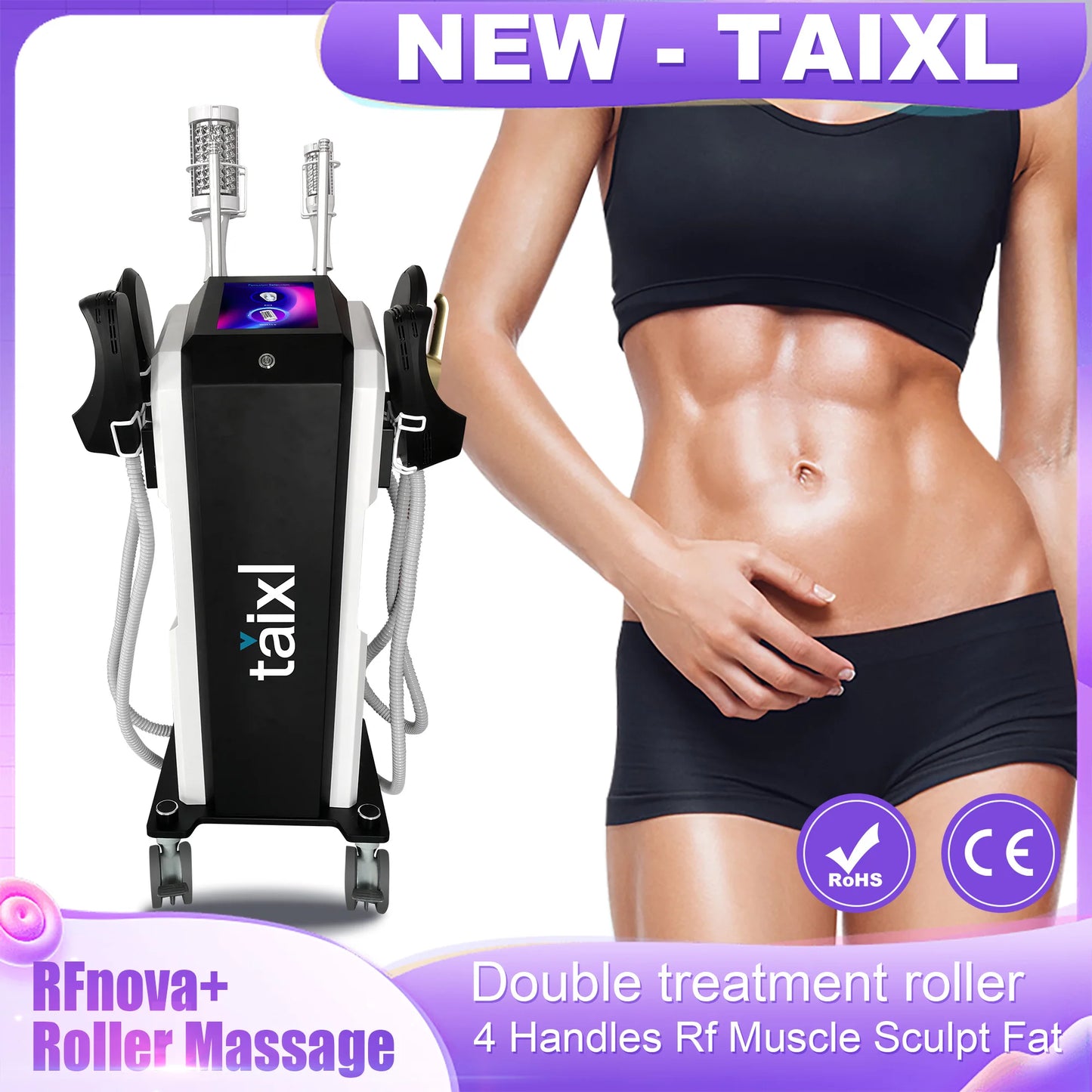 New EMS 2 in 1 Roller Massage Weight Loss Therapy 40K Compressive Micro Vibration Vacuum 5D Body Slimming Machine