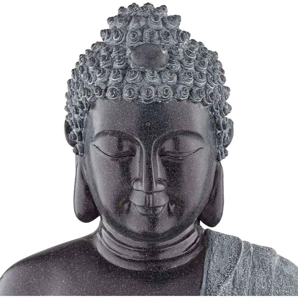 Sitting Buddha 28 Inch High Large Zen Asian Indoor Outdoor Decor Faux Stone Floor Water Fountain with LED Light