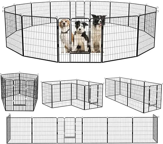 Rustproof Heavy Duty Dog Playpen Fence With Doors 40 Inch