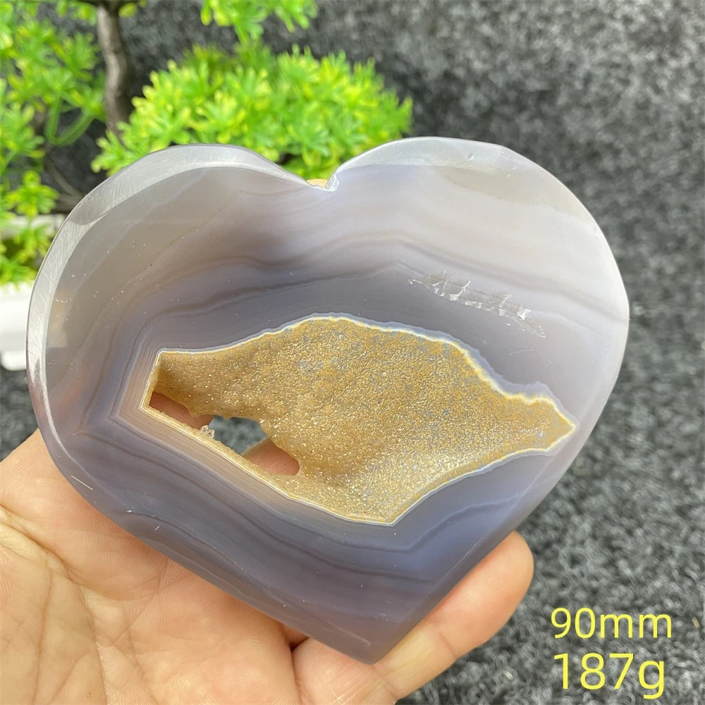 Natural Blue Agate Geode Heart Shaped Agate Reiki Healing Spiritual Meditation Home Decor Birthday Gift