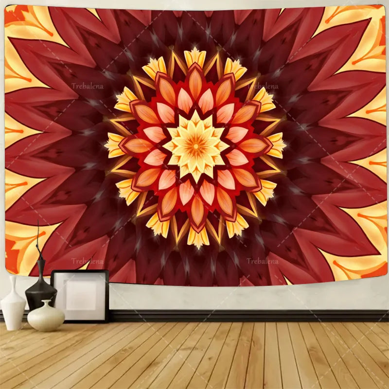 Elegant Angel Wings Wall Tapestry Boho Sunburst Design