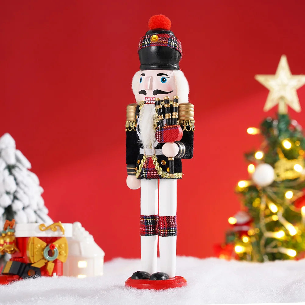 30cm Wooden Nutcracker Soldier Puppet Statues Christmas Gift Home Decor