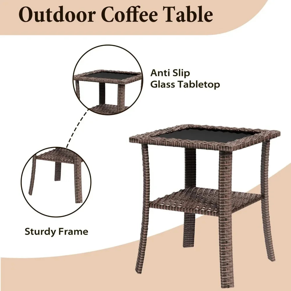3 Piece Rattan Wicker Patio Set Swivel Chairs And Table