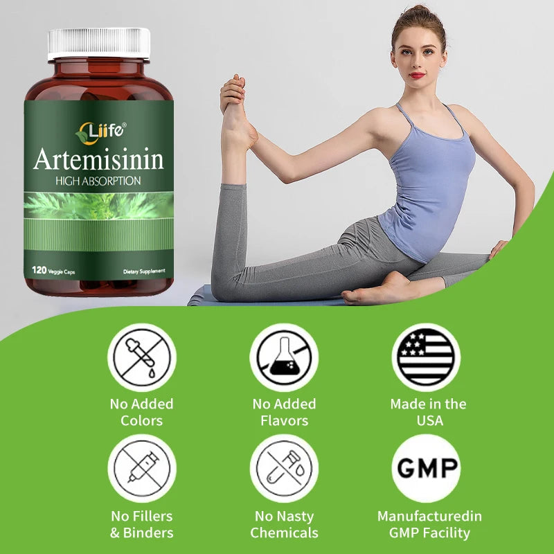 Liife Artemisinin with Biopenine Supports Healthy Aging and Digestive Health 120 Capsules 100 Mg Each 4 Month Supply From USA