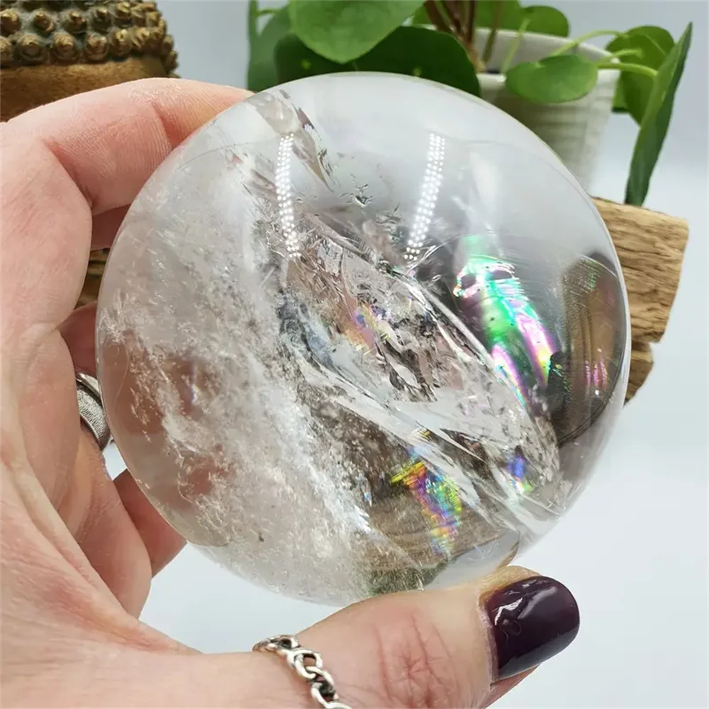 Delicate White Calcite Crystal Ball Healing Gemstone Gift