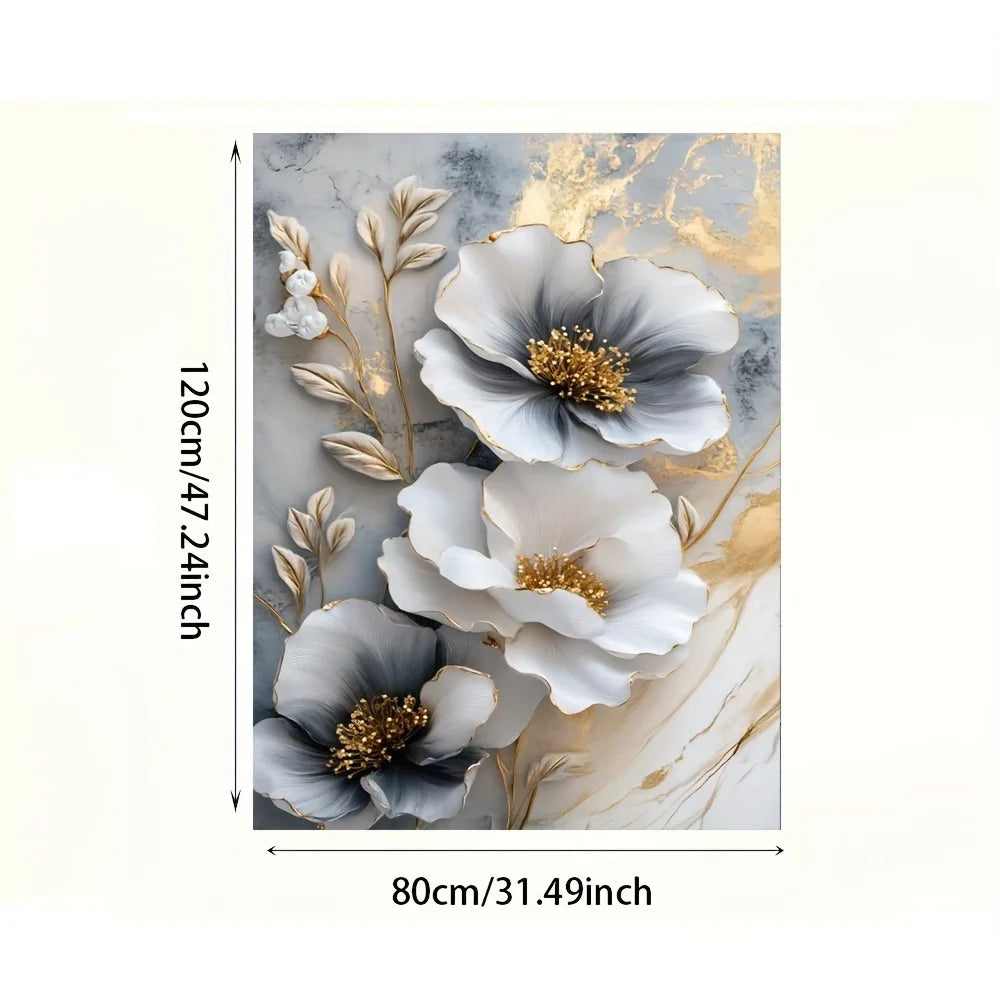Modern Luxury Floral Canvas Mural Framed 3D Floral Painting for Bedroom and Living Room Decoration