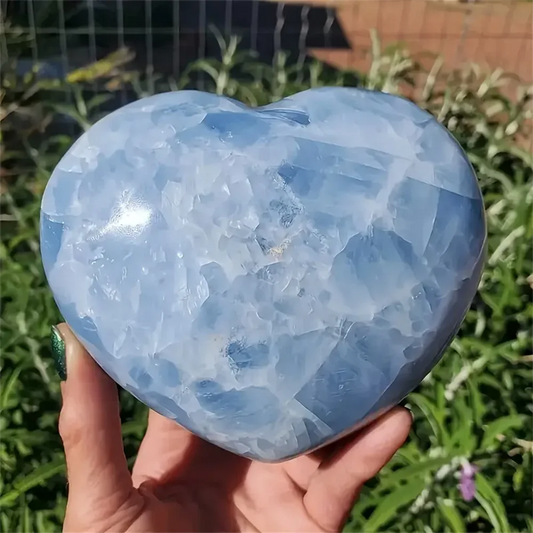 1pc Natural Celestite Heart Crystal Love Carved Palm Stone Thumb Polished Pocket Gemstone