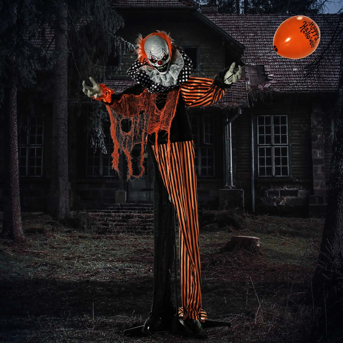 65 Inch Large Halloween Circus Clown Lighted Animated Prop