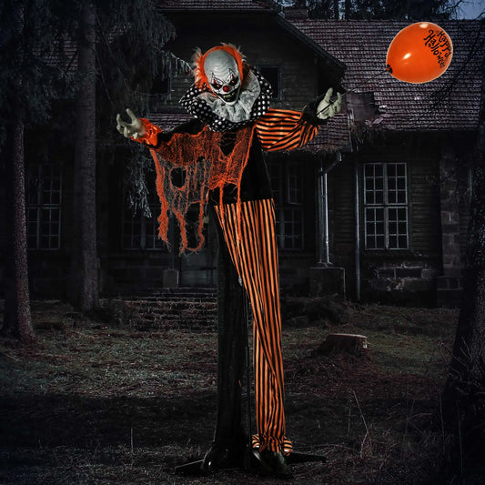 65 Inch Large Halloween Circus Clown Lighted Animated Prop