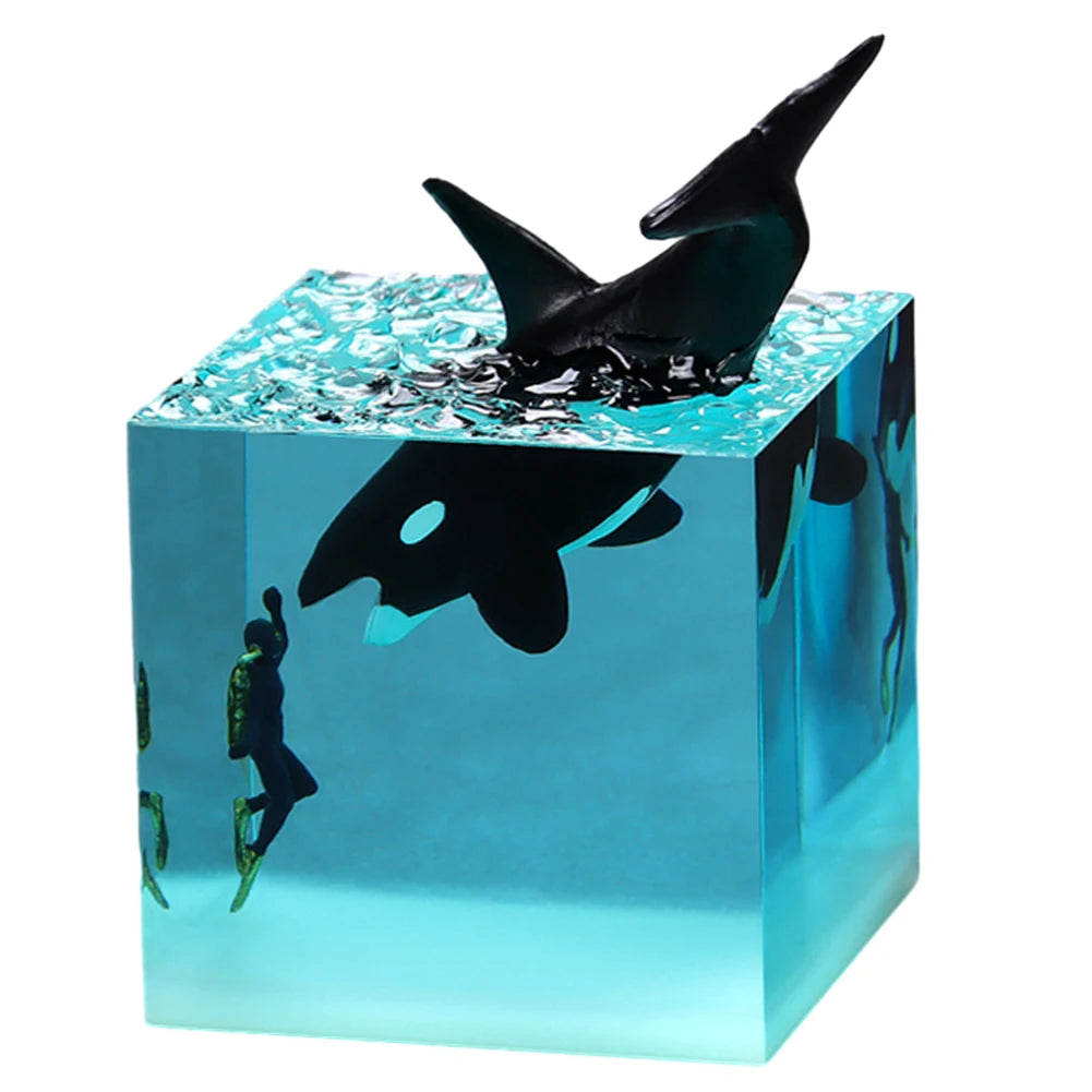 Marine Whale Cube Ornament With Light Ocean Decoration For Desktop Bookshelf