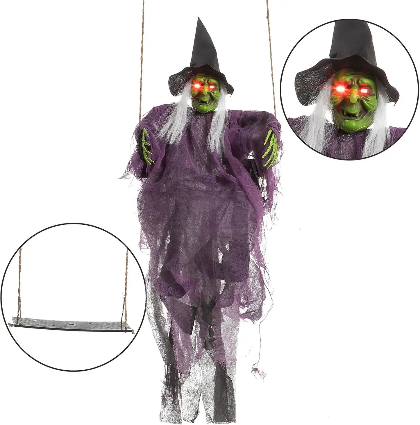 Joyfy Halloween Hanging Ghosts Light Up Witch And Pumpkin