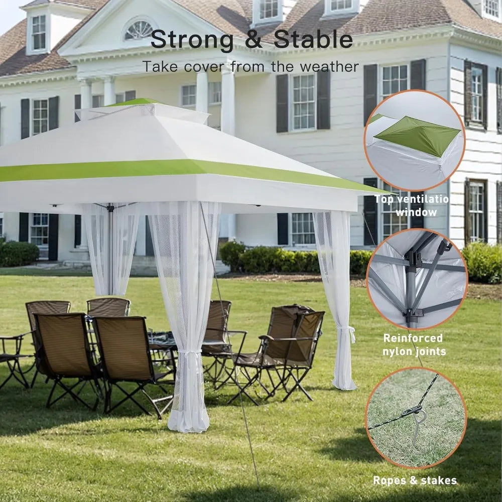 Amada 13x13 Pop Up Gazebo Outdoor Canopy Tent with Mosquito Netting for Backyard and Patio Furniture