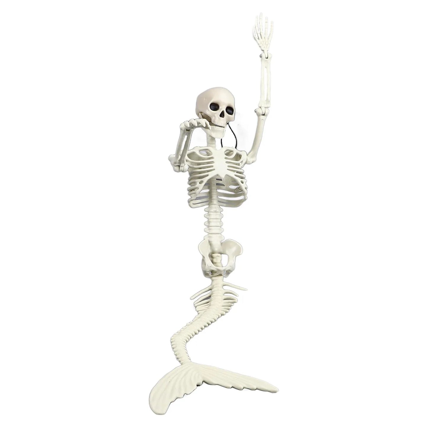 Life Size Skeleton Mermaid Halloween Outdoor Decorations Movable Posable Joints Realistic Skeleton Mermaid Props Costume Party