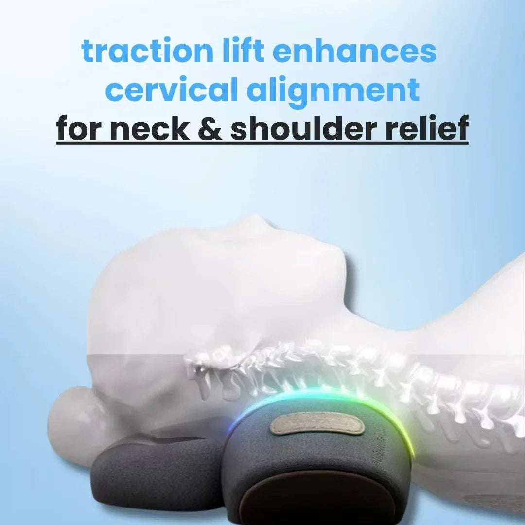 Cosseal 3 in 1 Neck Massager Cervical Pillow with Hot Compress Vibration Massage and Neck Traction Relaxation Support