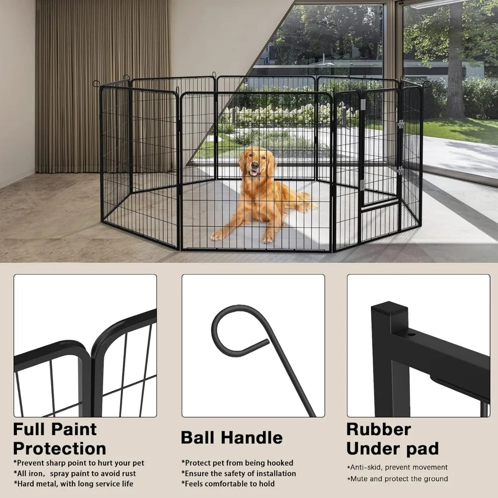 Rustproof Heavy Duty Dog Playpen Fence With Doors 40 Inch